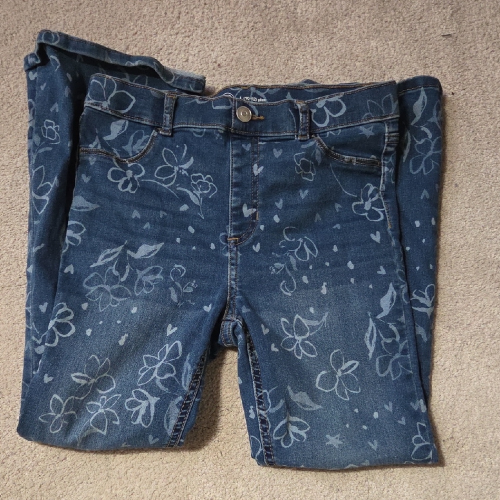 Wonder Nation Blue Floral Denim Shorts